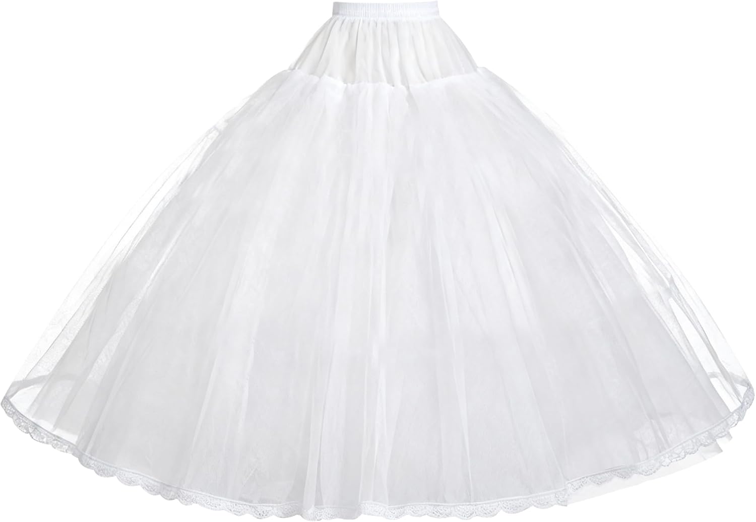 8 Layers Tulle Hoopless Petticoat, Bridal Full-Length Crinoline Underskirt, Puffy Ball Gown Petticoats