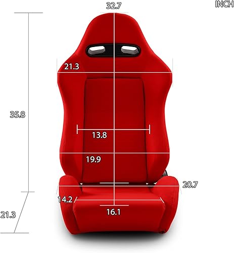 Miniatura 2 de ModifyStreet Par de asientos de carreras reclinables de PVC rojo liso clásico universal