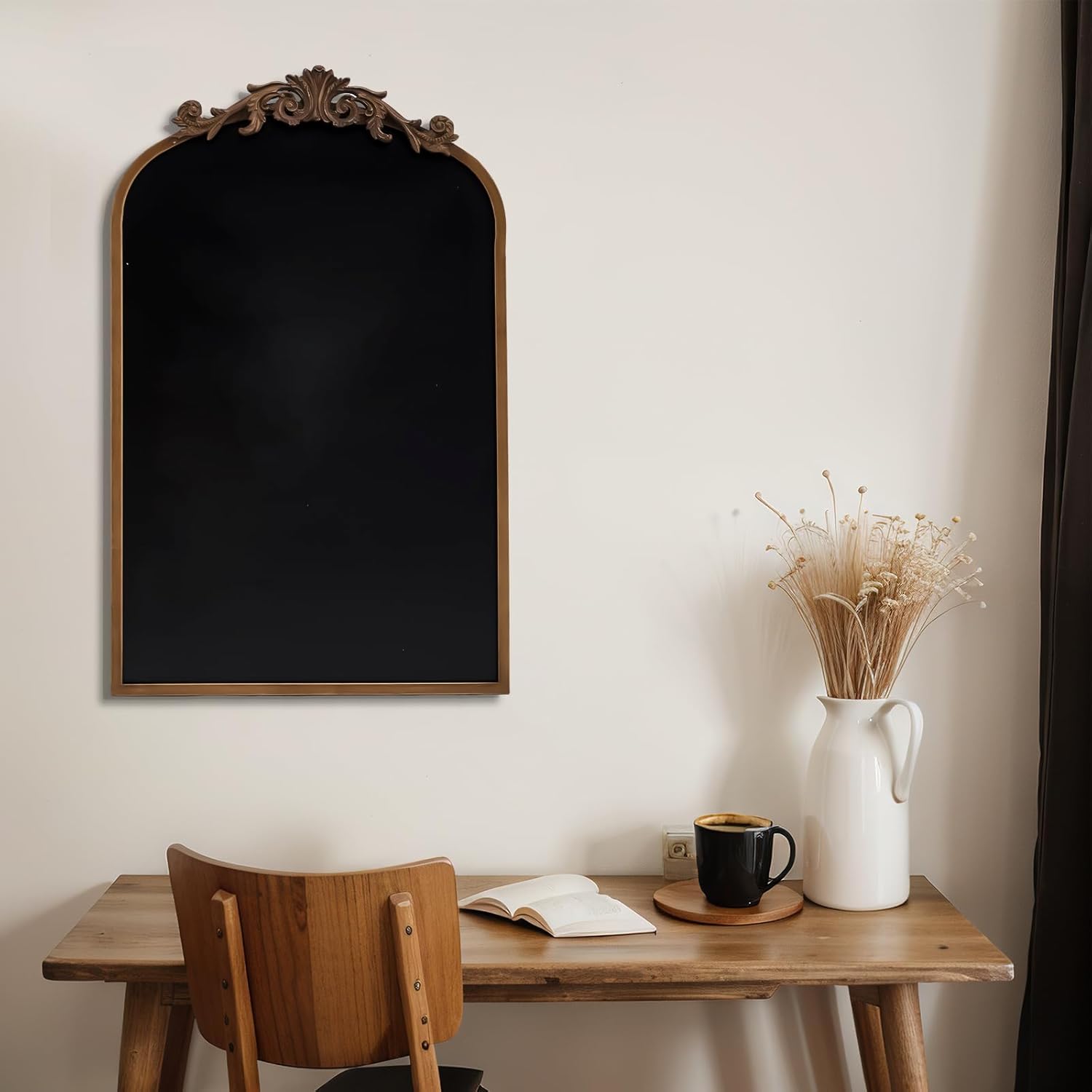 Wonderjune Arch Chalkboard 19 x 31 Inch Magnetic Gold Framed Vintage Chalkboard Wall Wedding Seating Chart Board with 8 Liquid Chalk Markers and Wipe Cloth for Home Kitchen Bar