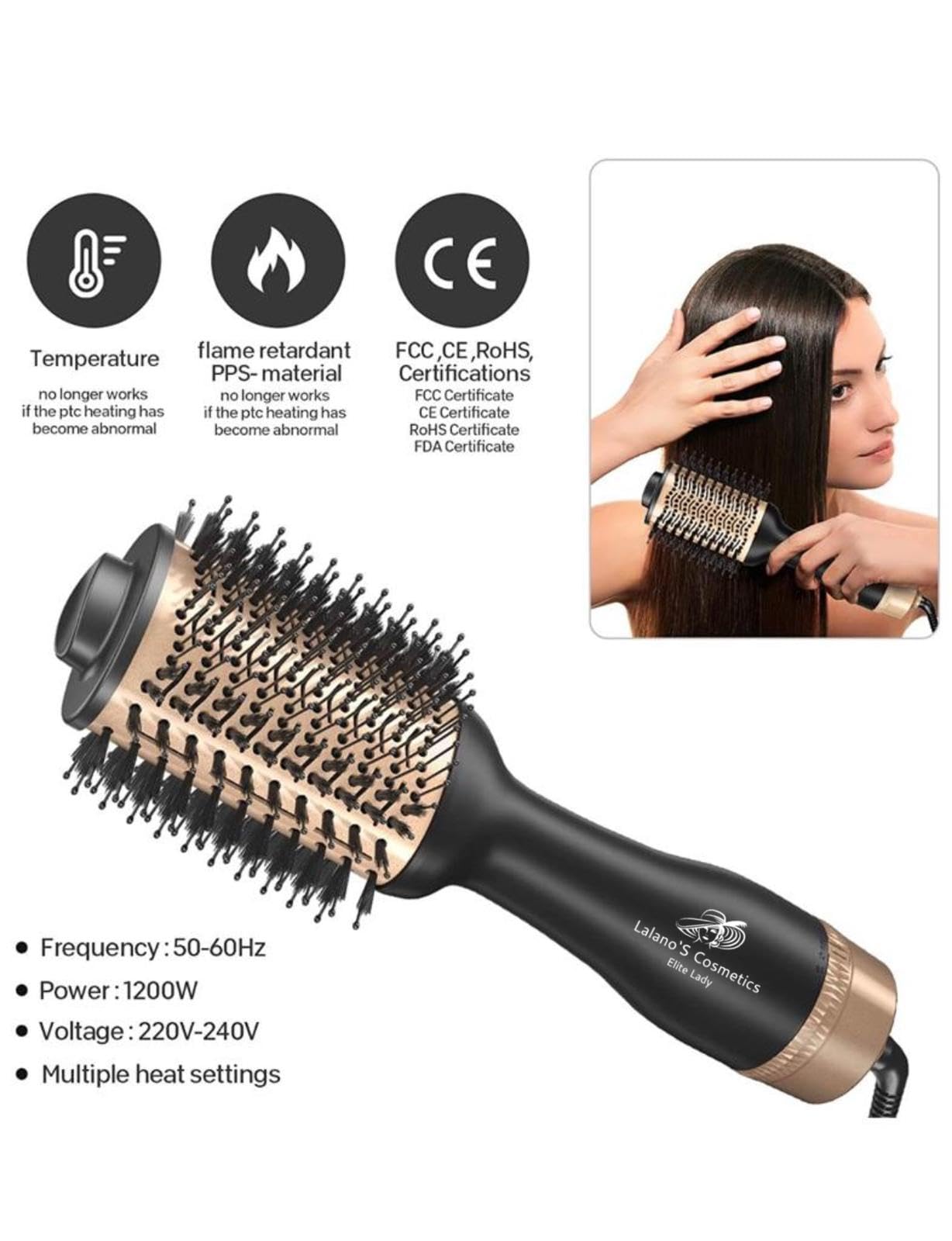 Lalano’S Cosmetics 5-in-1 Hairstylist – Warmluftbürste mit Ionen-Technologie, 1200 W – Trocknen, Glätten, Volumen & Stylen in Einem – Anti-Frizz Rundbürste mit 360° Kabel & Hitzeschutz