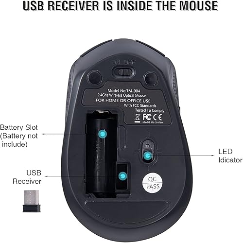 Miniatura 6 de Ratón inalámbrico, mouse inalámbrico silencioso de 2.4 G para laptop, mouse con 6 botones y 3 DPI ajustables para computadora, escritorio, MacBook,