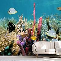 Wall Mural Under The Sea Fish Removable Self-Adhesive Wallpaper Wall Decoration for Bedroom Living Room - 66x96 inches