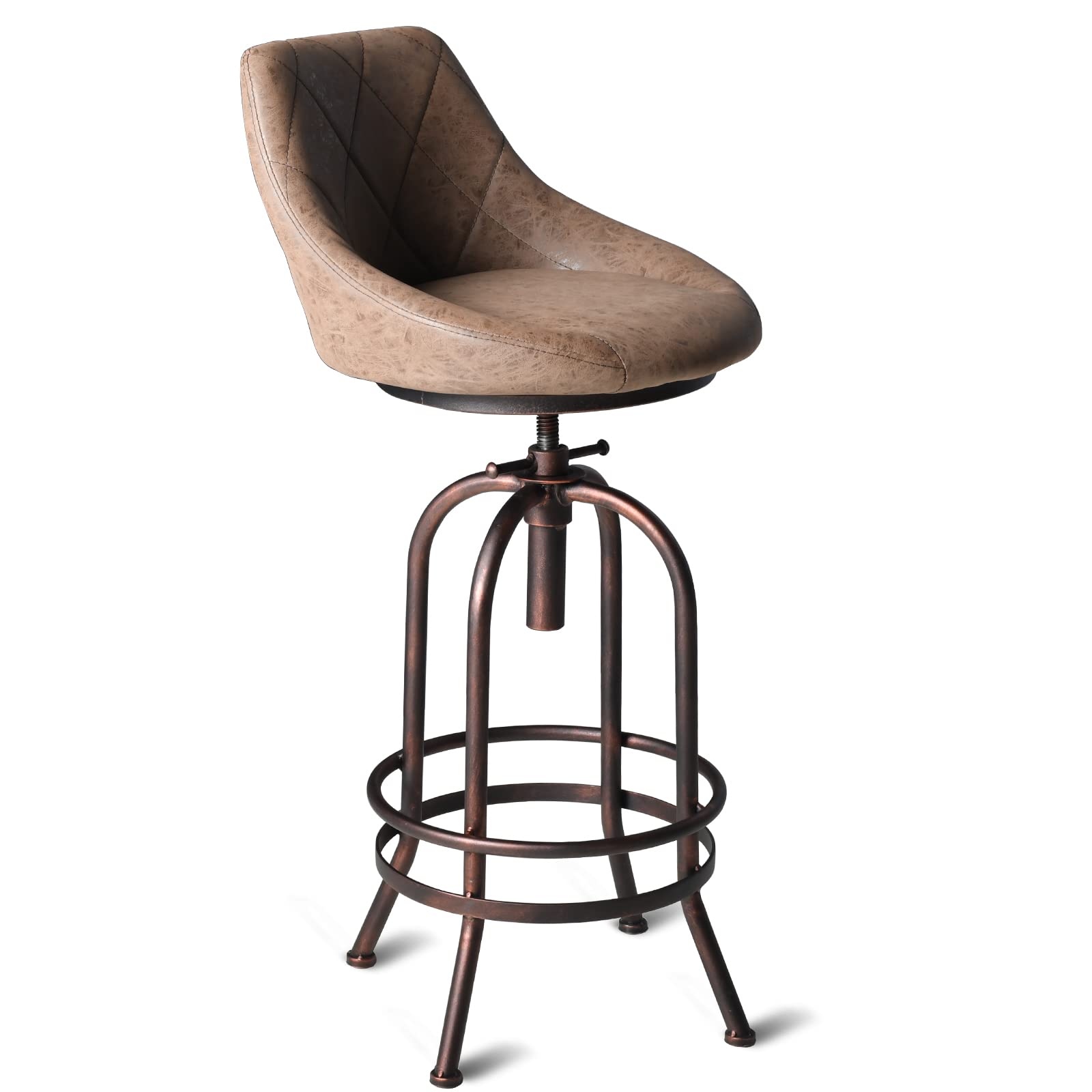 26-32inch Height Adjustable PU Faux Leather Counter Bar Height Stools with Backrest Industrial Pub Chairs for Dinning Room Kitchen Office Coffee House