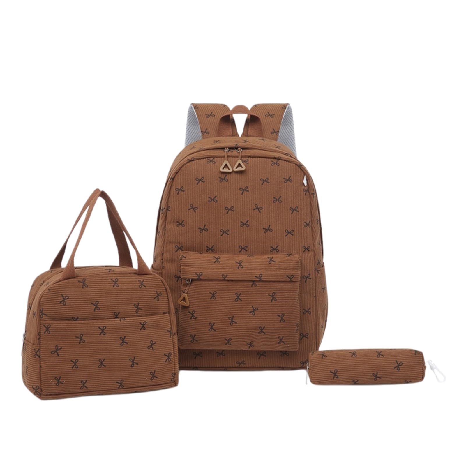 Zaino da Viaggio 3 in 1 Nero Arco Stampa Set Scolastico con Sacchetto A Pranzo E Borsa Matita per Ragazze Adolescenti