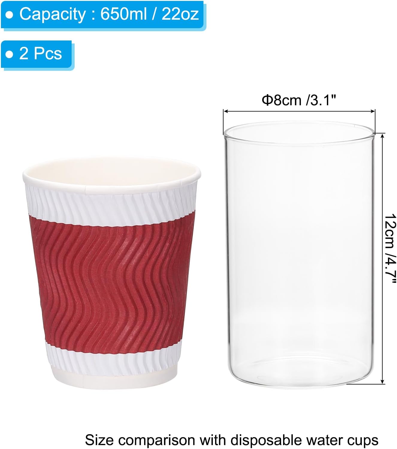 PATIKIL Glass Cylinder Vase, 2 Pcs 4.7" Tall and 3.1" Dia Flower Vase Floating Candle Holder Vase for Home Decor Wedding Centerpieces(17oz)