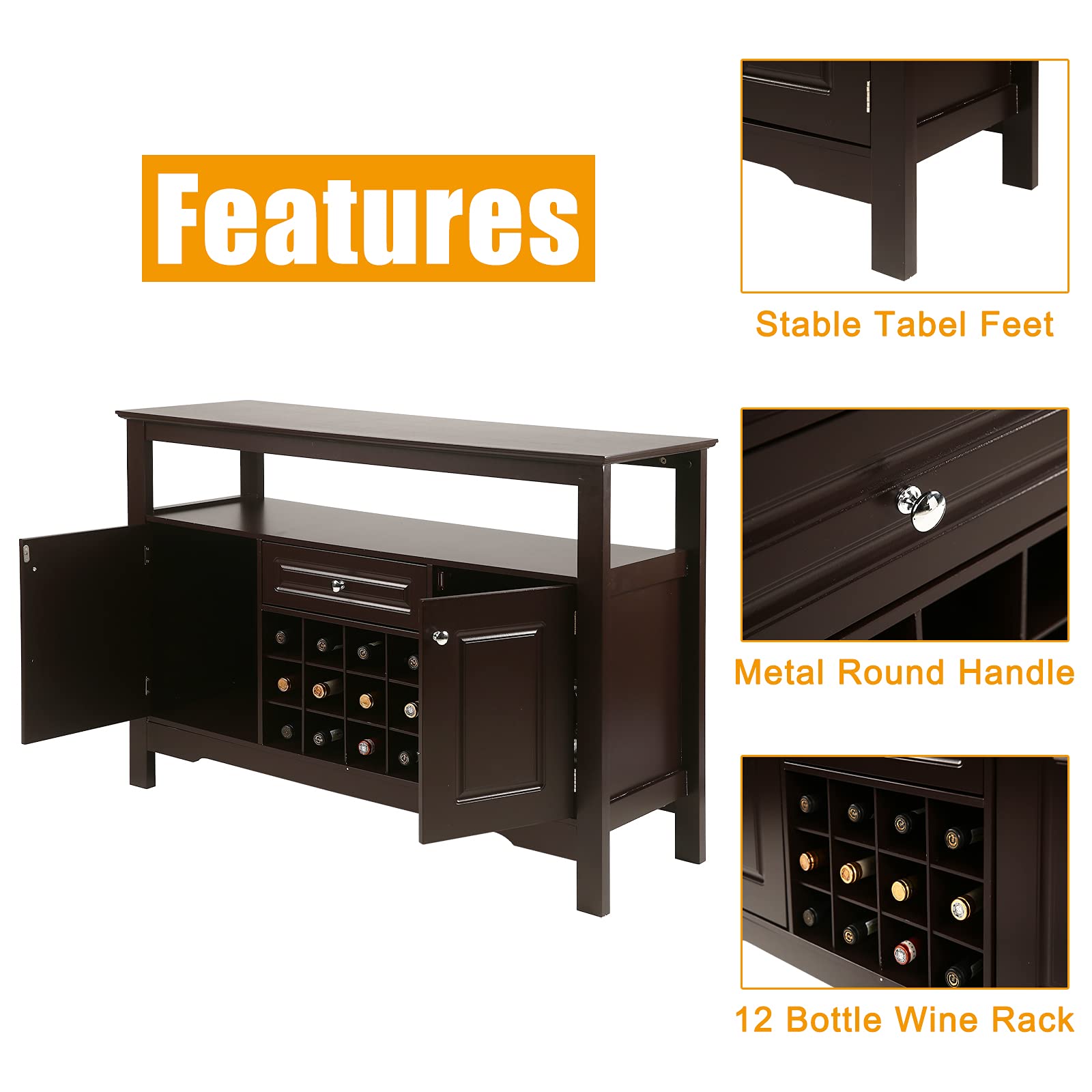Apepro Sideboard Wine Buffet Kitchen Buffet Bar with