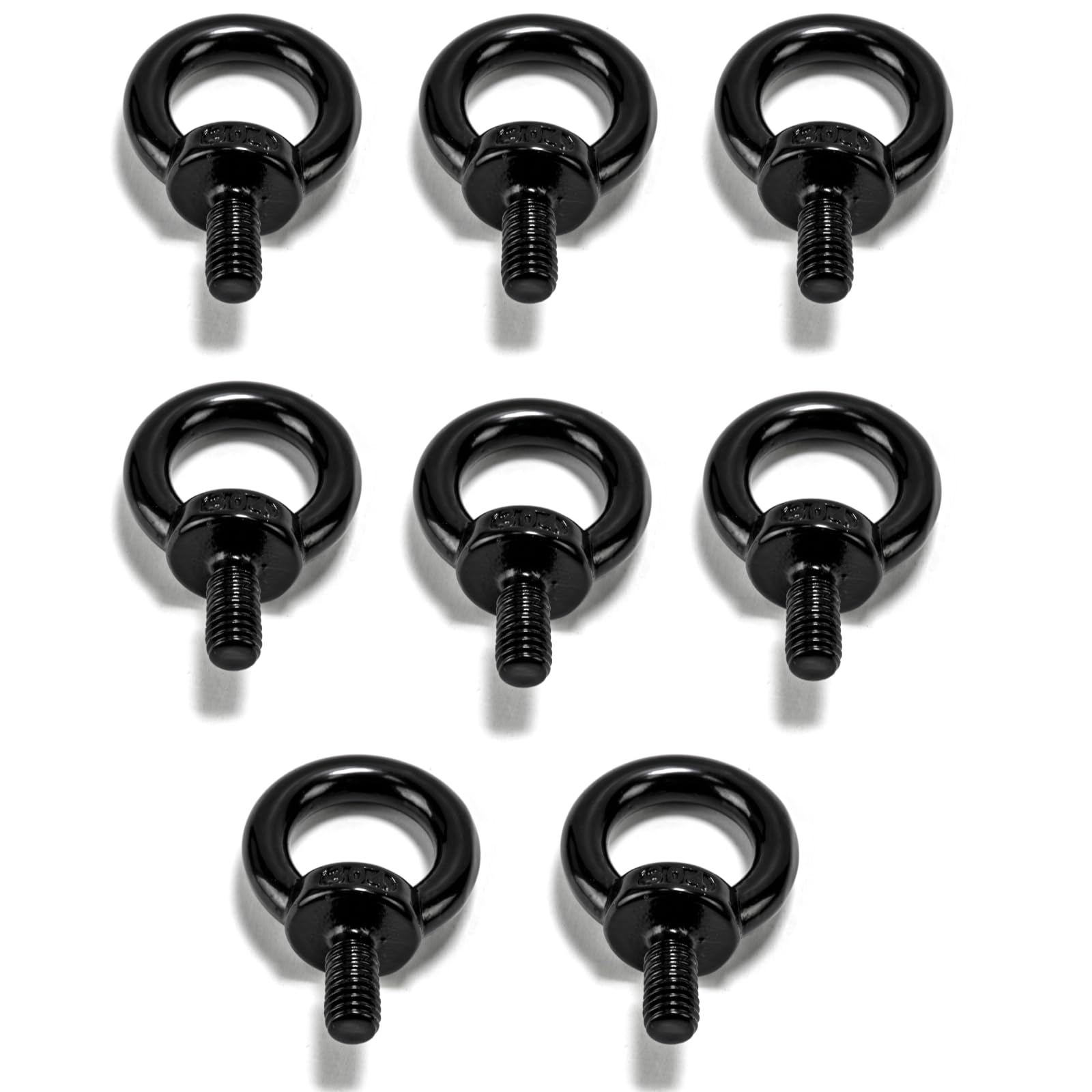 8 Pcs M8 Eye Bolts Heavy Duty, 304 Stainless Steel black Lifting Ring Eye Bolts with Thread, Eyebolt Male Screws for Living Lifting and Various Engineering Equipment Anchor Bolt Set