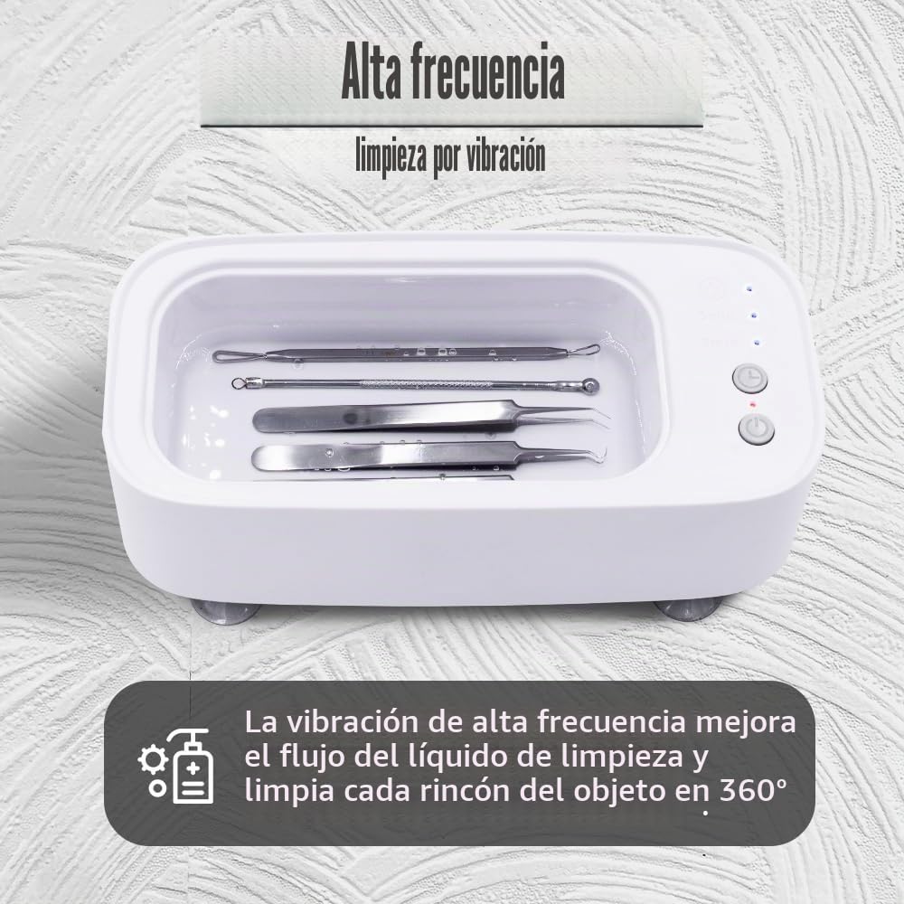 Pinkiou Esterilizador de bandeja, esterilización recargable por vibración, caja esterilizadora germicida por inmersión salón de belleza manicura herramientas para el cabello