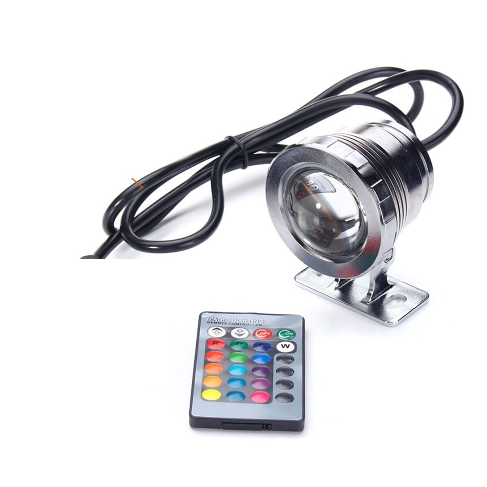 LLOOPK LED Flood Light, 10W 20W RGB LED Flood Light Underwater Fountain Pool Pond Aquarium Spotlight Bulb Lamp Outdoor Garden(Silver,10W)