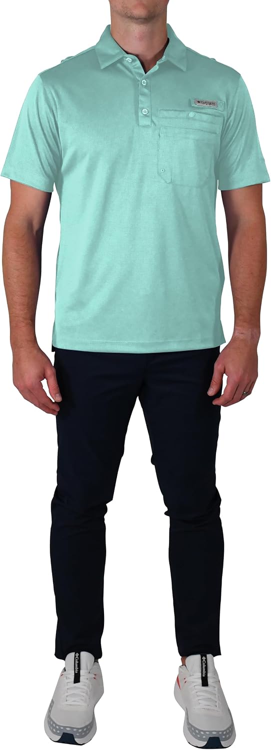 Columbia Men's Golf Flycaster Pocket Polo Shirt Omni Wick Breathable Short Sleeve