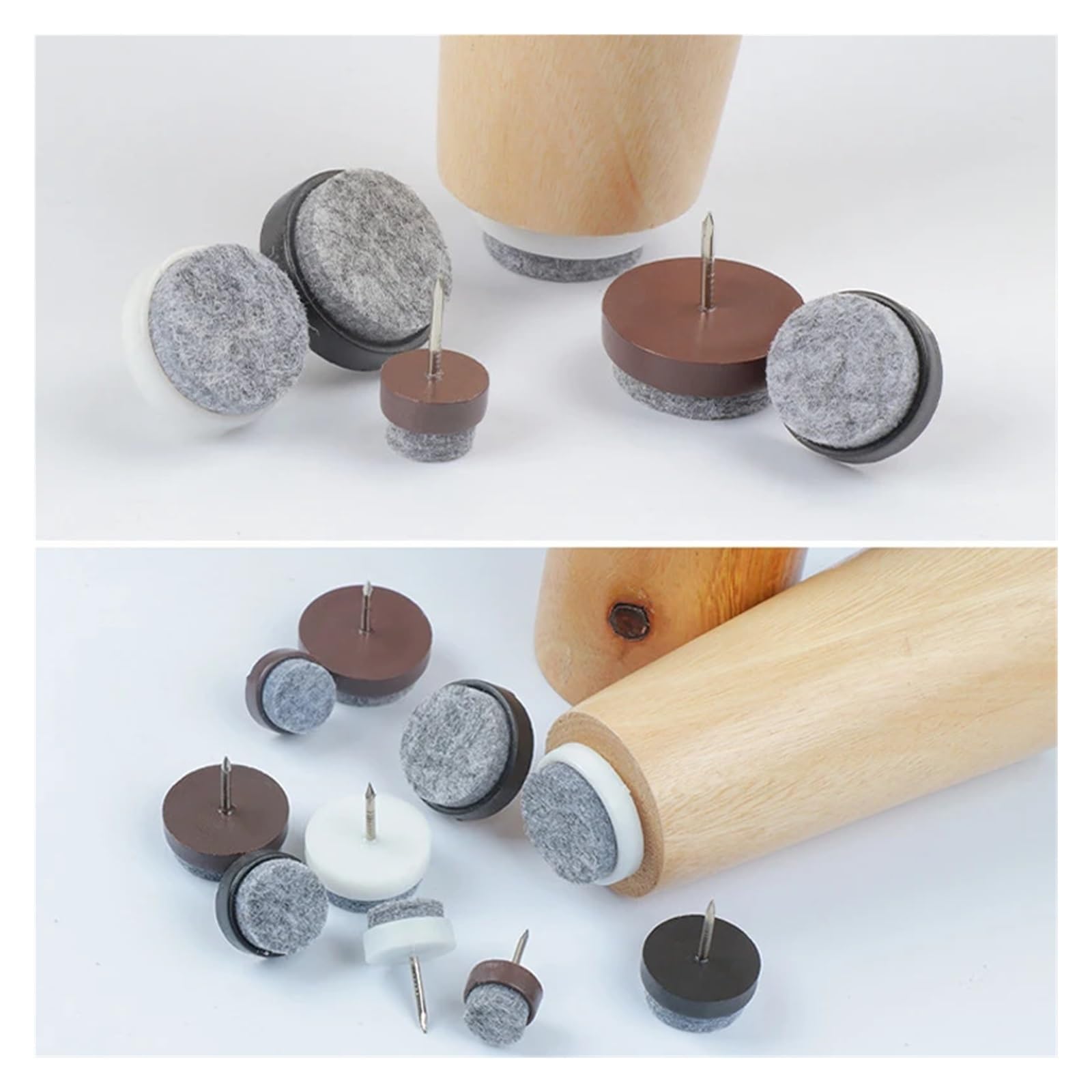 24 protectores de suelo para patas de sillas, color negro, blanco y marrón, 14 – 28 mm, alfombrilla redonda de fieltro para el hogar, protección del suelo, mesa, silla, patas de sofá