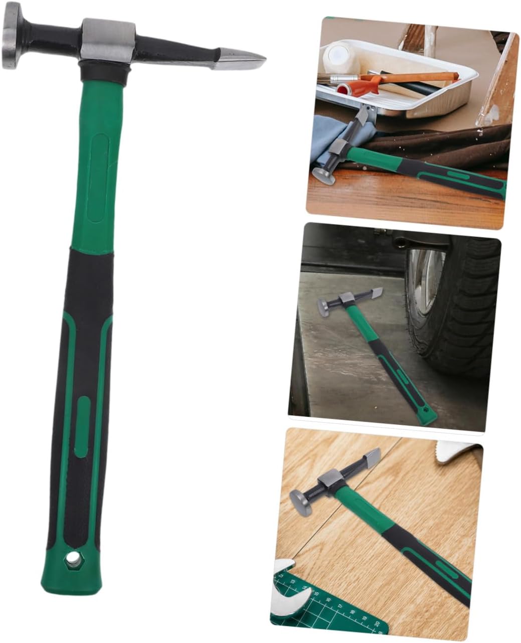Auto Body Hammer with Plastic Handle, and Flat Head Car Dent Hammer, Automotive Repair Tool for Auto Body Dent Removal and Car Maintenance