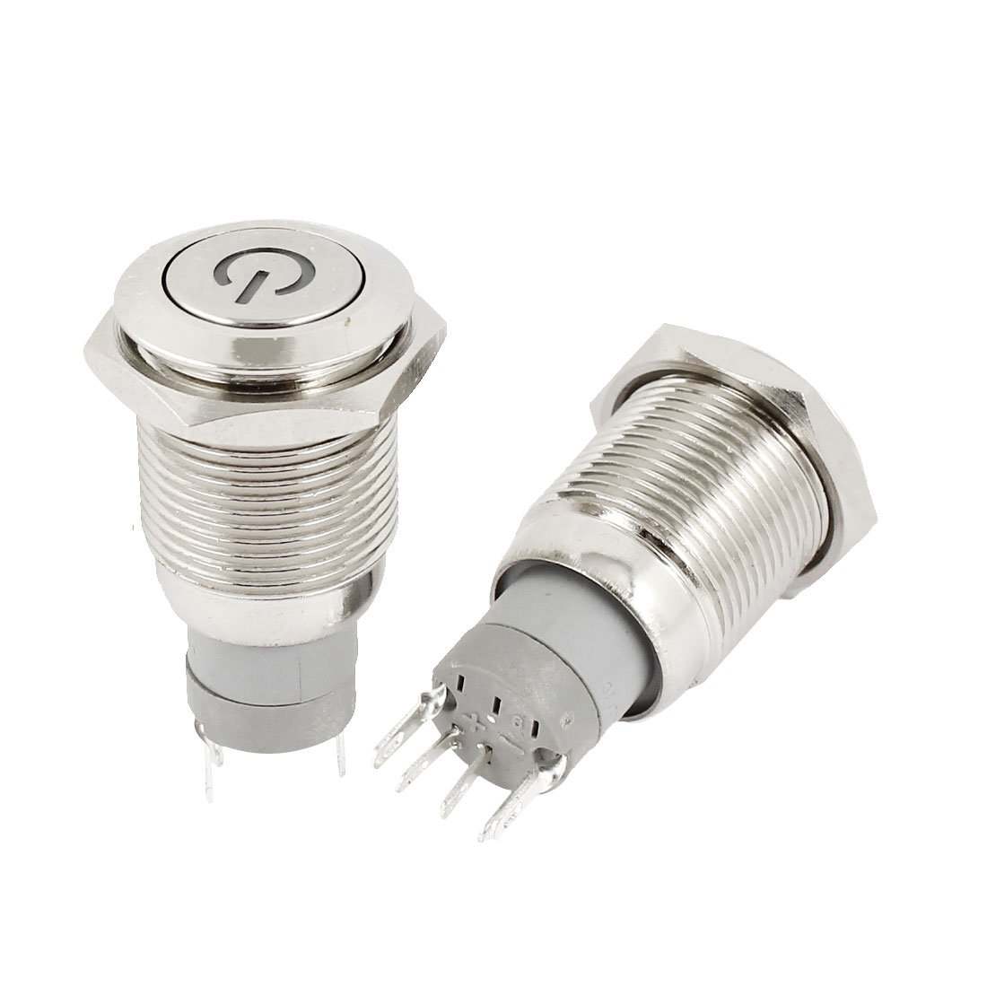 Uxcell 12V LED Lighted On/Off Metal Car Push Button Switch, 16mm ...