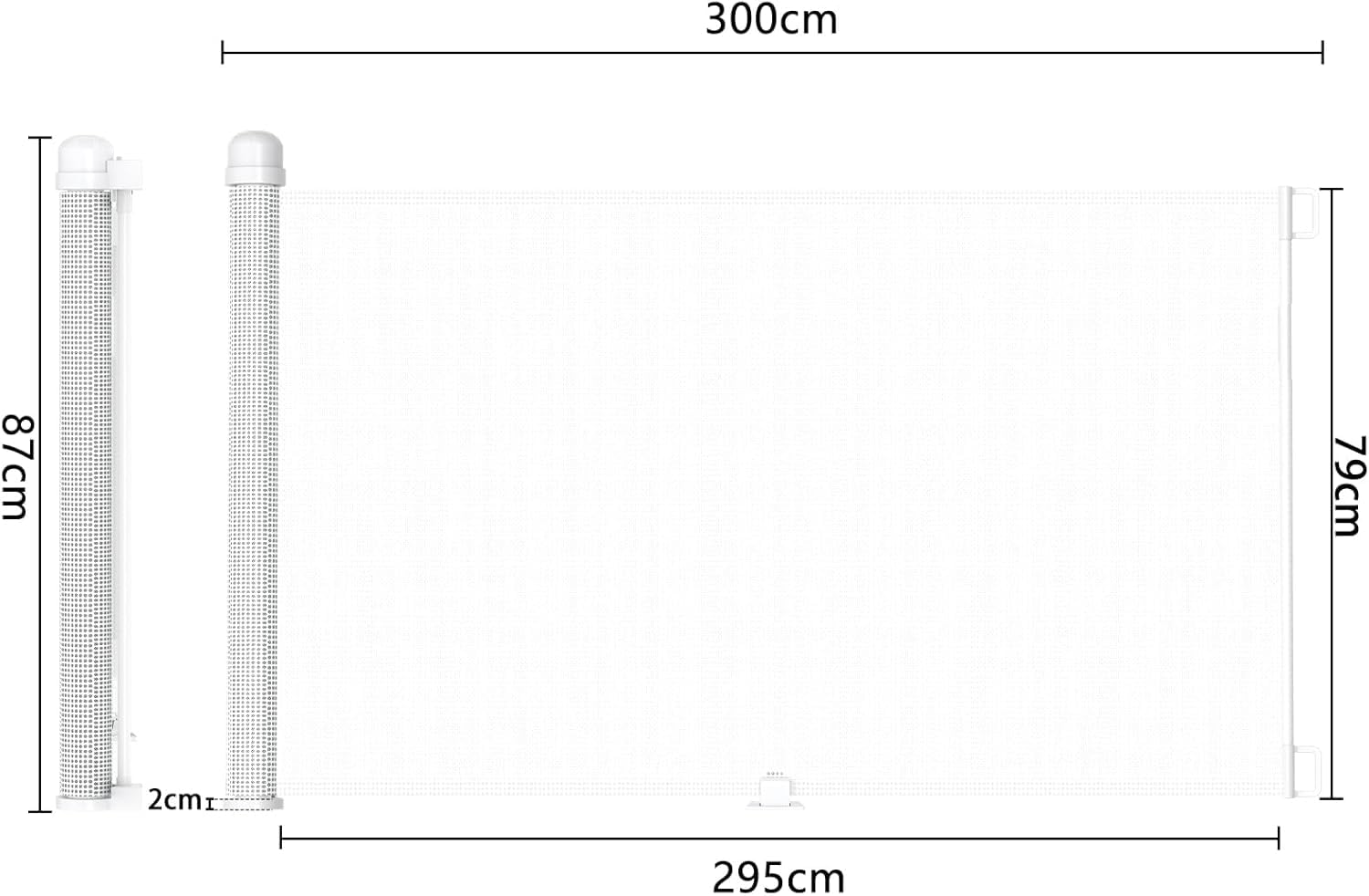 Aufun Barrière de protection d'escalier, extensible, de 0 à 300 cm, pour porte de bébé, pour chats et chiens, cloison de sécurité, pour l'intérieur et l'extérieur, blanche