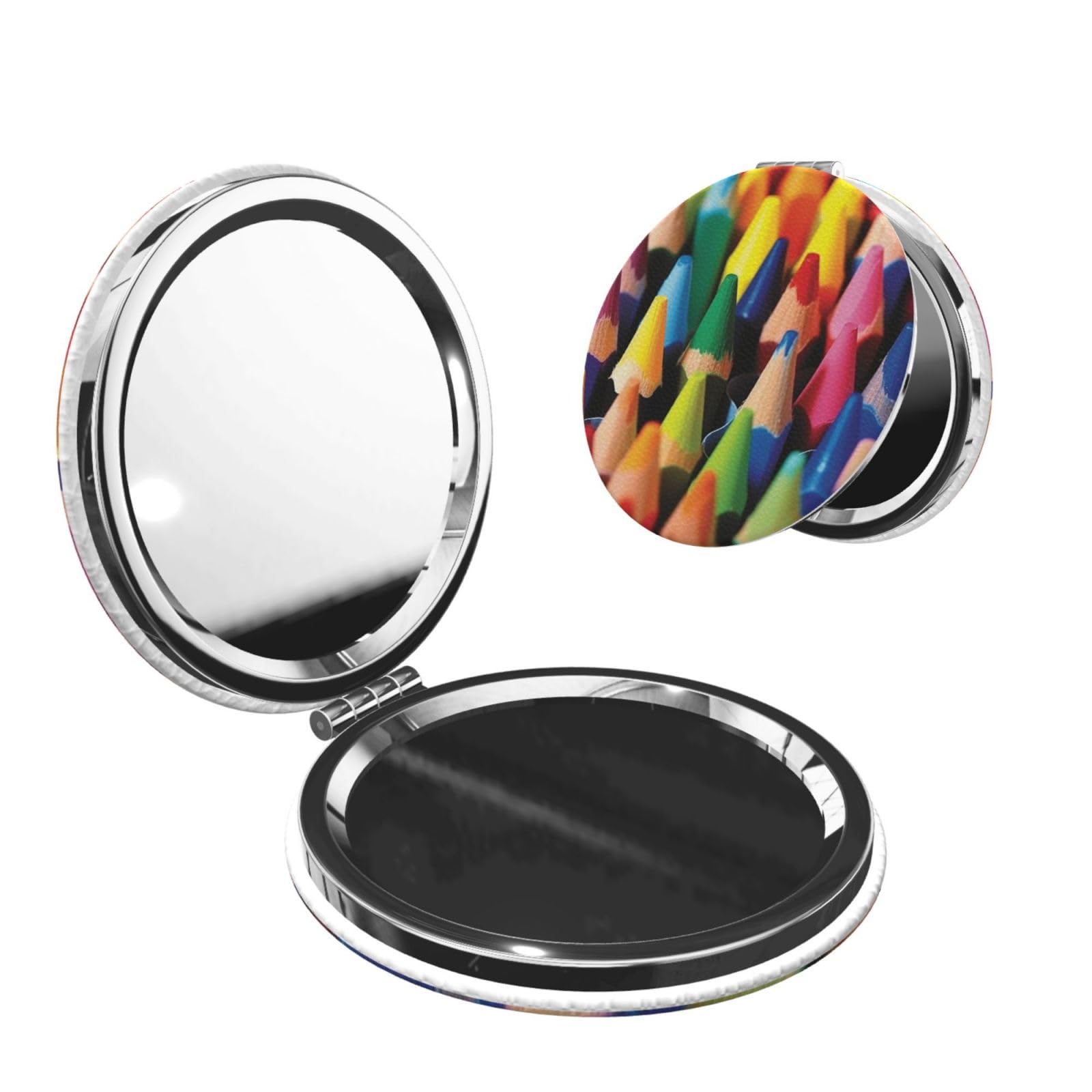 DWVTSLH Crayons Compact Mirror for Purse, Double-Sided 2X/1X Magnifying Mirror for Women Men, Travel Makeup Mirror for Handbag, Handheld Vanity Mirror for Gift