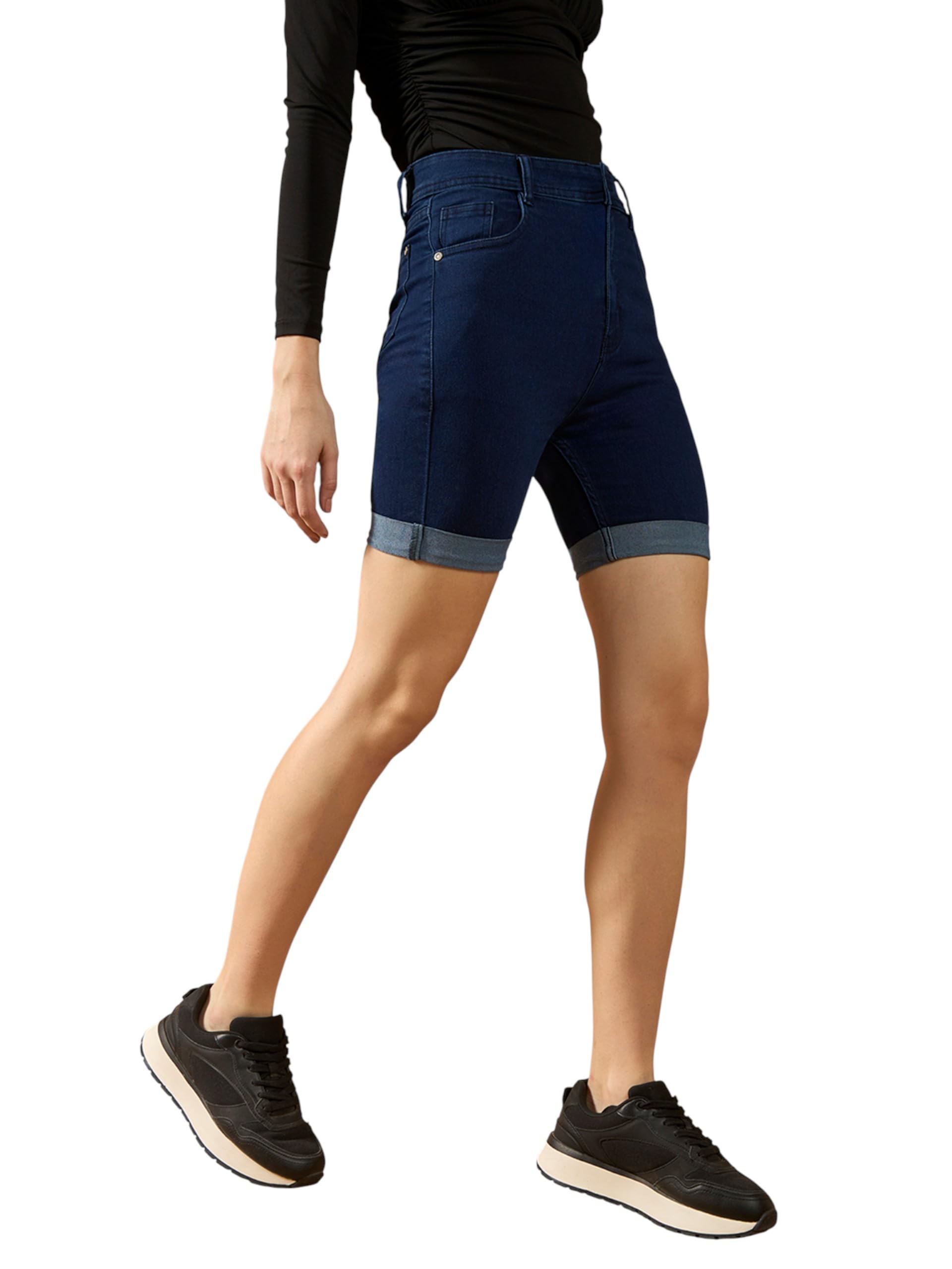 miss chase Women's Skinny High Rise Regular Length Stretchable Denim Shorts (MCAW25DEN62-73-993-32, Maui Blue, 32)-picture-10