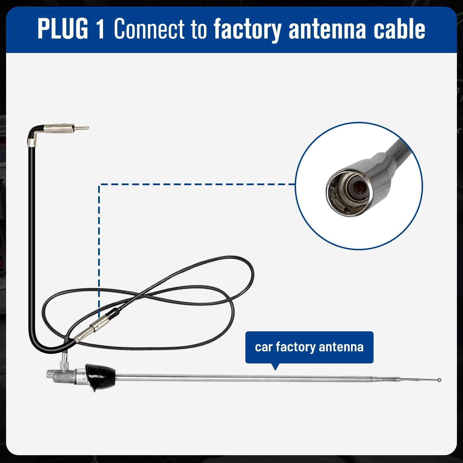 Anina Cable de extensión de antena de radio AM FM de 9 pulgadas para GM Chevrolet GMC Buick Factory de 1988 en adelante, adaptador de antena macho a hembra para vehículo estéreo con mini enchufe sin