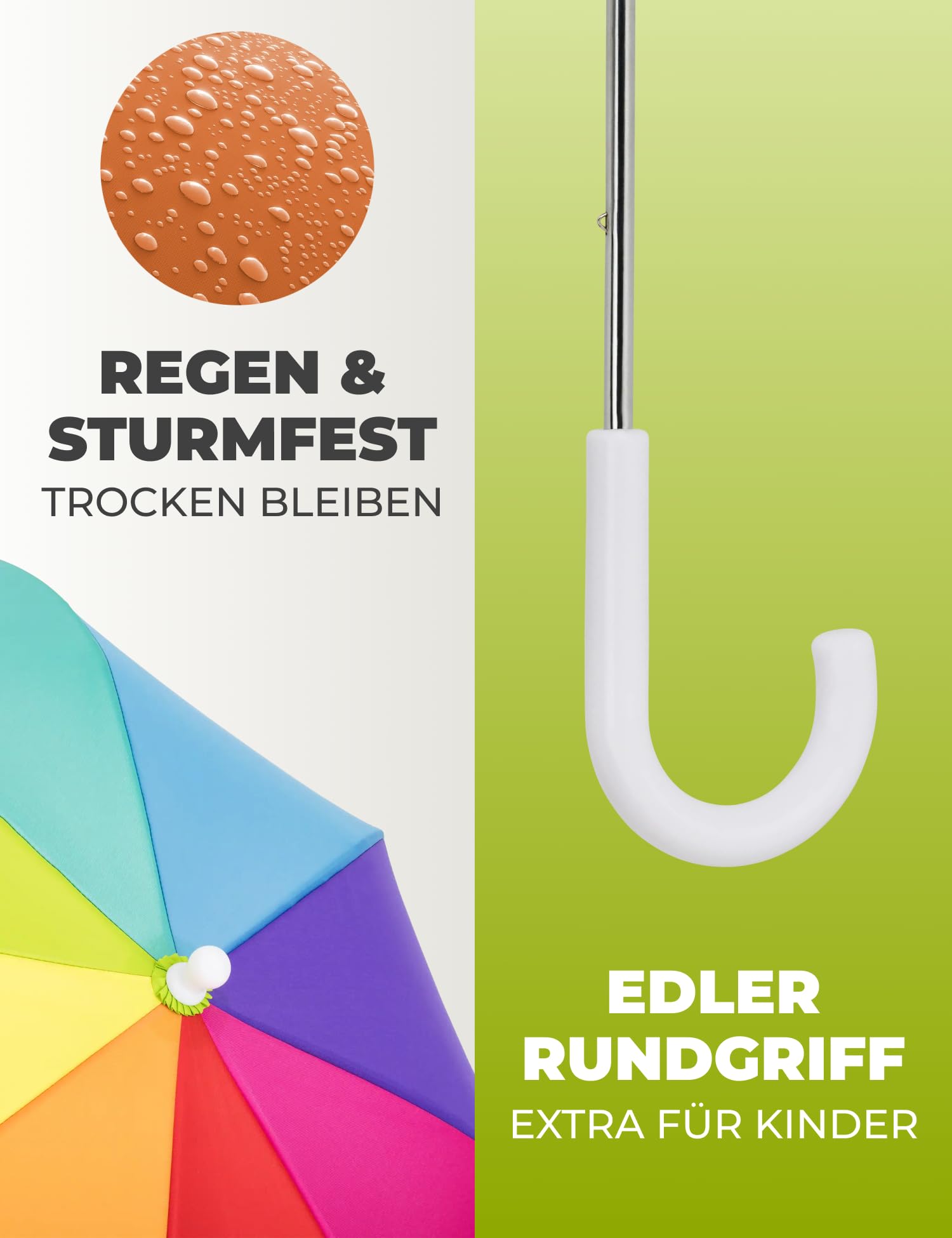 STYNGARD Regenschirm Kinder - Stockschirm Kinder Regenschirm - Kinder Regenschirm Mädchen & Junge - Kinderschirm Modell BERLIN