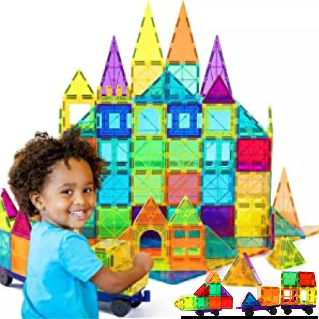 50 pcs Magnetic Tiles STEM Building Blocks Learning 3D Magnetic Playboards DIY Creation Construction Toys Educational Kit Toys for All Ages