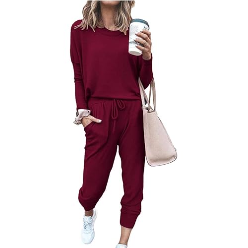 Fixmatti Women Casual 2 Piece Outfit Long Pant Set Sweatsuits Tracksuits