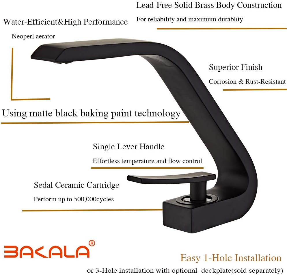 Crеаtіvе Prоduсt BAKALA Modern Black Sink Faucet, Touch On Bathroom Basin Faucet with 2 3/8US Supply Hose, Brass Lead-Free Singles Handle Lavatory Faucet Tap Deck Mounted - Matte Black 70% оƒƒ Evеrуthіng BAKALA Modern Black Sink Faucet, Touch On Bathroom Basin Faucet with 2 3/8US Supply Hose, Brass Lead-Free Singles Handle Lavatory Faucet Tap Deck Mounted - Matte Black