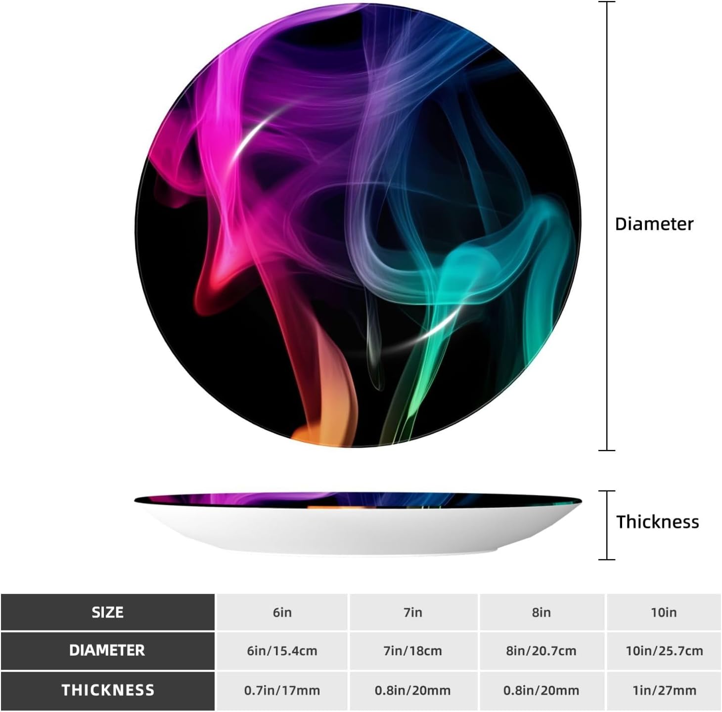 Colourful Neon Flame Style Ceramic Plate Display Home Display With Stand Wall Hanging Plate For Home Decor 10 Inch