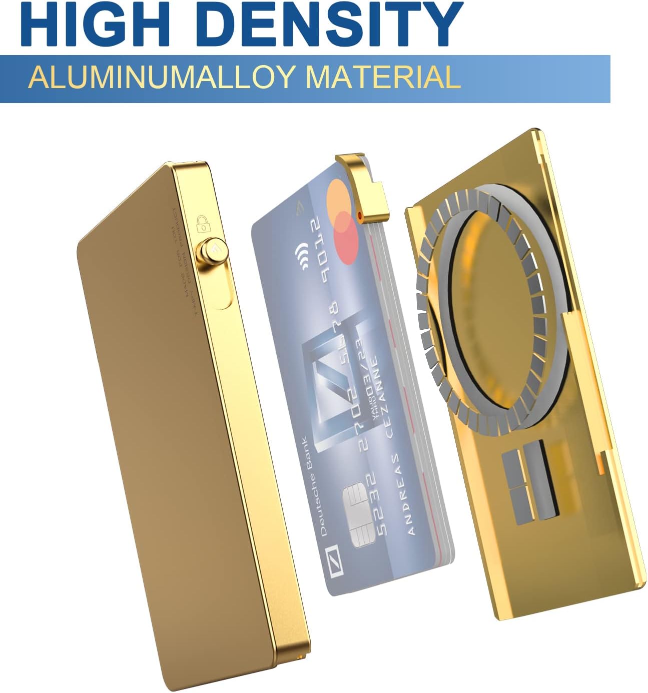 T-MFY Magnetic Card Holder Wallet - Lock Design&RFID Blocking - Aluminum Slim Mens Front Pocket Card Holder with Magnet Compatible with iPhone 14/13/12 Series