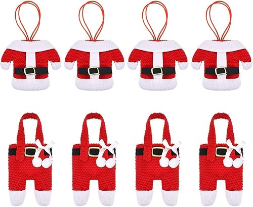 Warmstor 8 piezas de cubiertos de Papá Noel de Navidad, soporte para cuchillos, tenedores, bolsa para árbol de Navidad, restaurante, hotel, fiesta,