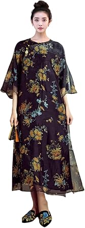 Women Dress Silk Organza Print Modified Hanfu 2847