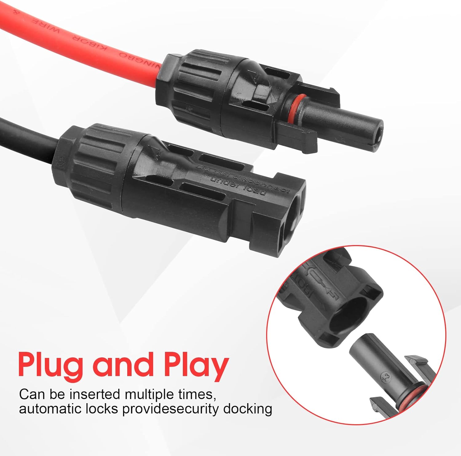 PAEKQ 10AWG Solar Panel Extension Cable 20Feet Solar Extension Wire with Female and Male Connector, IP67 Waterproof 10 Gauge PV Solar Panel Extension Cord Solar Power Cable(20FT,1Black+1Red) : Patio, Lawn & Garden