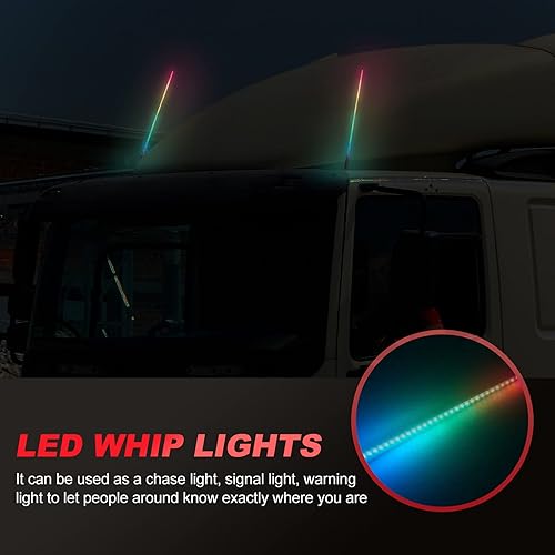 Miniatura 4 de Sewroro Luces LED de látigo para UTV ATV luces RGB luces de advertencia iluminadas antenas látigos impermeables 60CM 12V luz látigo antena coche