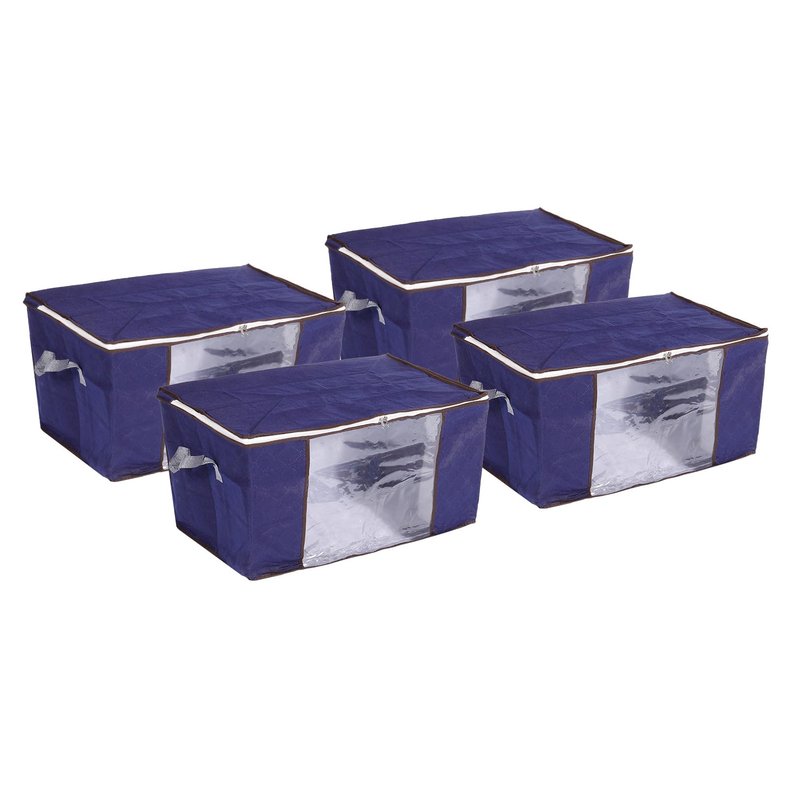 QUARKZMAN Vestiti Conservazione Borsa con Rinforzato Maniglie 4pz Vestiti Conservazione Cestini Pieghevole Armadio Organizzatori per Piumini Lenzuola Abbigliamento -Scuro Blu