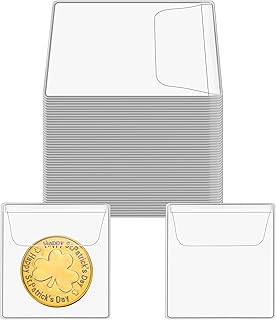 50 Pcs Plastic Coin Sleeves, 2.1 x 2.1 Inch Individual Coin Protector for Collectors