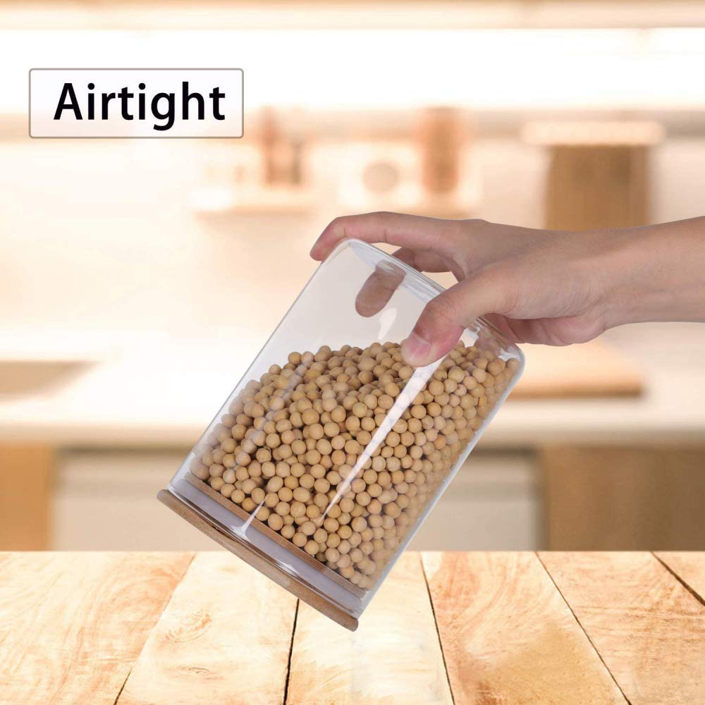 Frascos De Vidrio De 750 Ml + 950 Ml Con Tapas De Bambú Juego De 6 Anillos De Silicona, Recipientes Herméticos De Cereales Para Alimentos De Cocina Para Almacenamiento, Juego De Recipientes