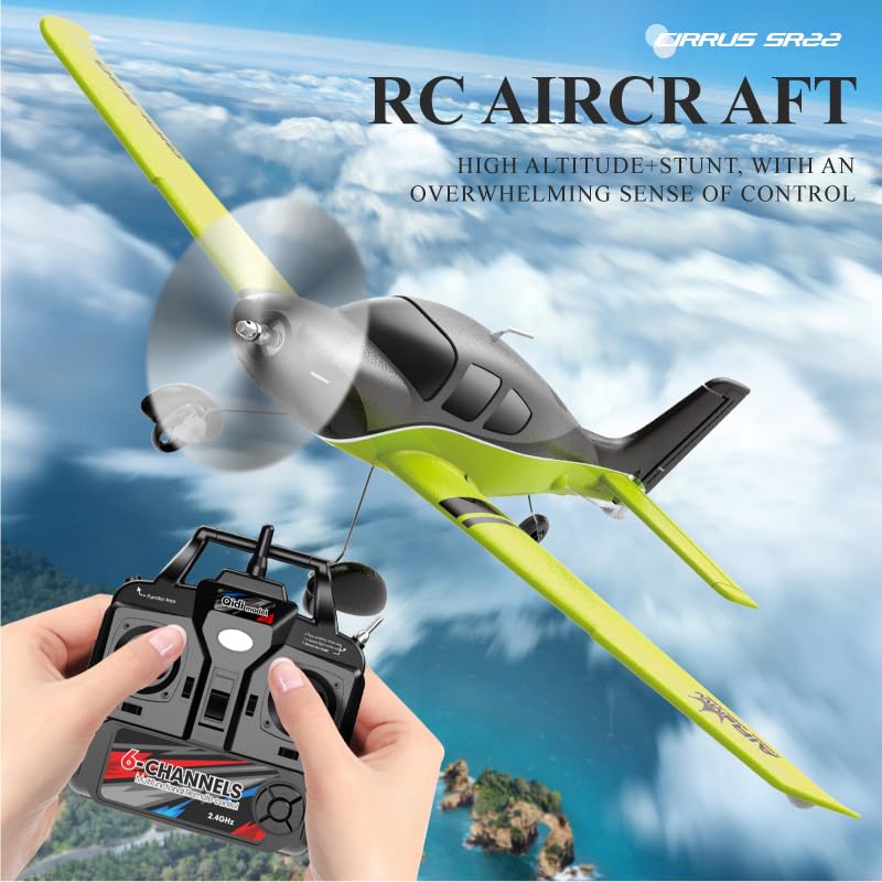 Image of FLYCOLOR QIDI 580 5-Channel Off-Road Aircraft 3D RC Plane One-Key Hanging Stunt Fixed Wing with Wind Resistant Flight Control for Beginner and Experienced Ready to Fly(Green)