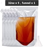Vista 2 de Frascos ocultables - Bolsa reutilizable para beber, paquete de 5 frascos de plástico de 32 onzas para licor, bolsa de crucero oculta, kits