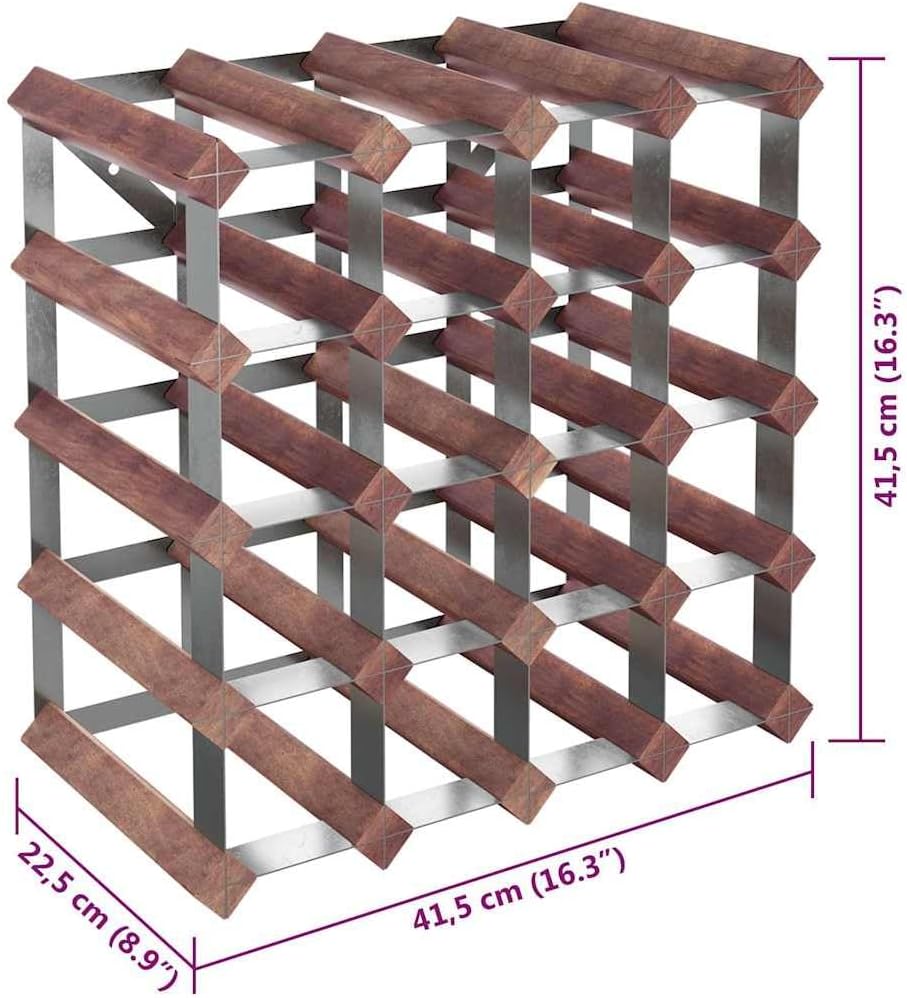vidaXL Wine Rack for 20 Bottles, Wine Bottle Holder Rack, Freestanding Storage Wine Shelf for Kitchen Dining Room, Brown Solid Wood Pine