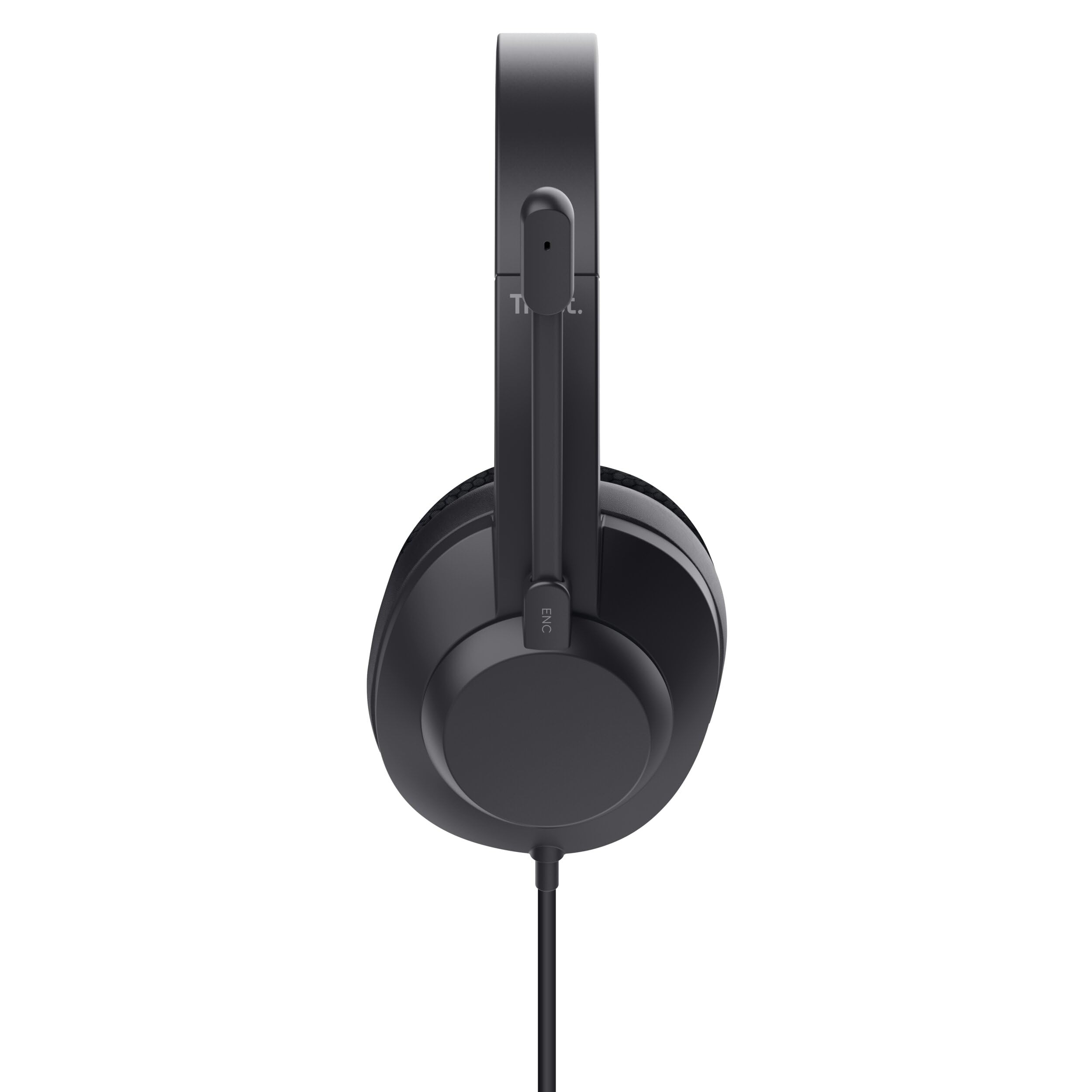 Trust Ayda Max USB Cuffie con Microfono ENC Cancellazione del Rumore, Auricolari con Filo 1,80 m, Mic Noise Cancelling, 85% Plastica Riciclata, Headphones Over-Ear Cablato per PC Laptop Mac, Nero