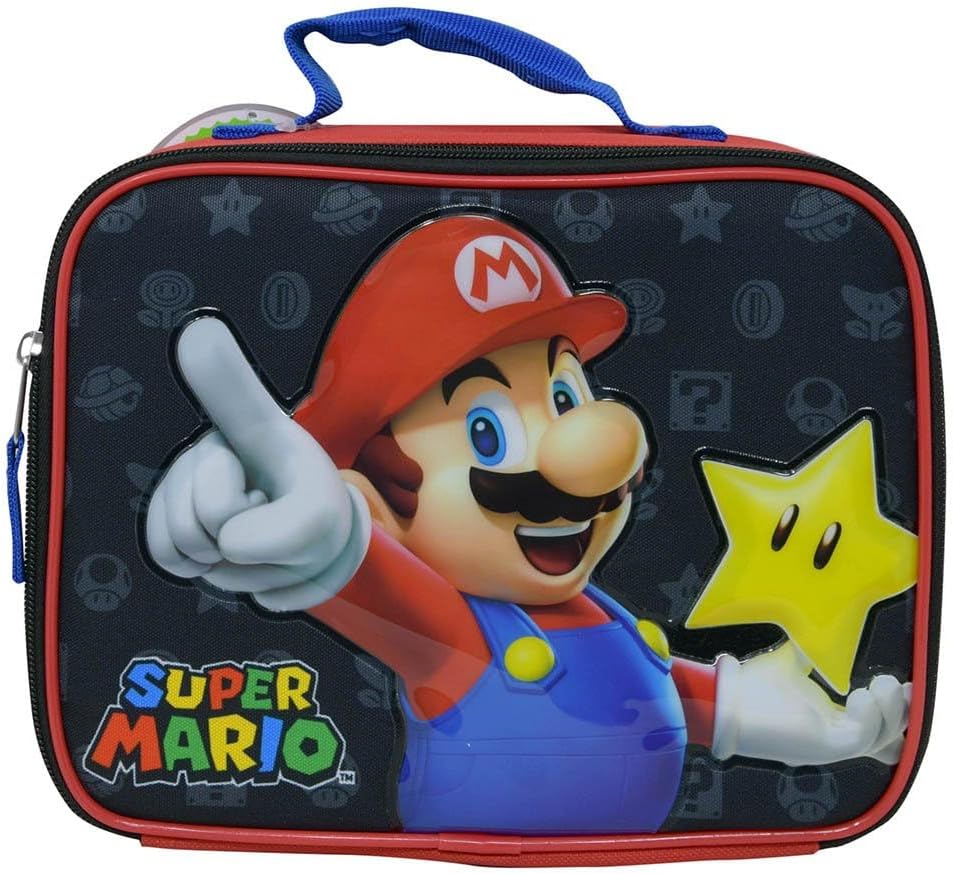 Super Mario Rectangle Lunch Bag, Small, Black