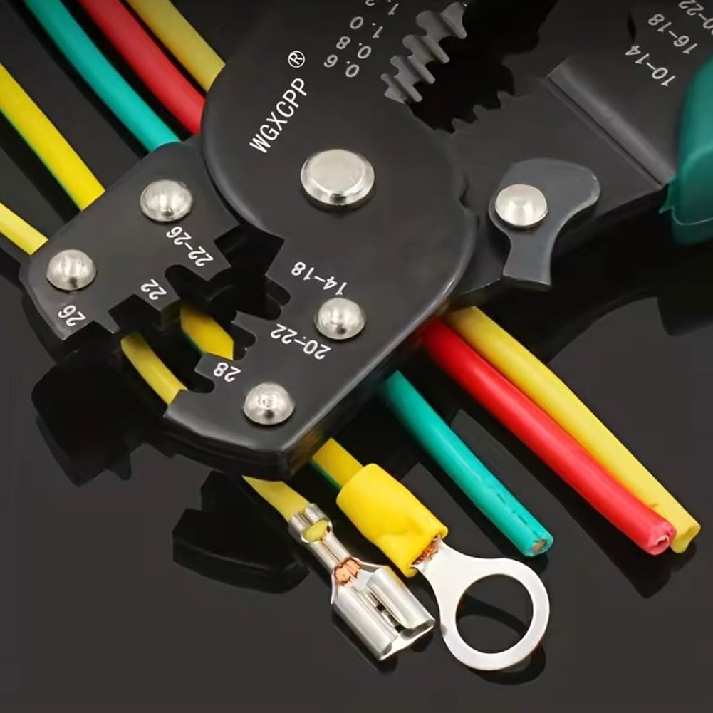 Pinza Crimpatrice per Connettori Elettrici, Attrezzo Crimpare Capicorda, Strumento Manutenzione Elettricista