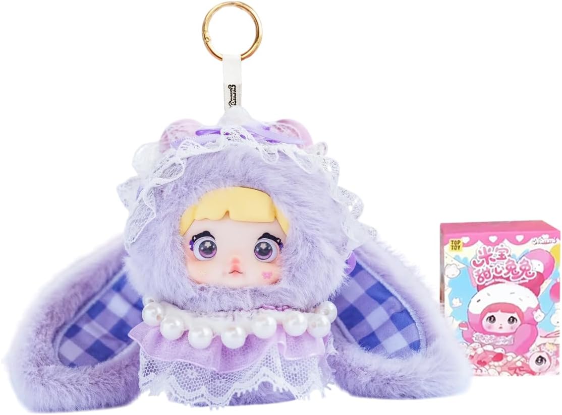 CALEMBOU Plush Blind Box, Kawaii Nommi Sweet Bunny Series Stuffed Blind Box Keychain, Kawaii Mystery Vinyl Plush Toys Collectible for Birthday Gift