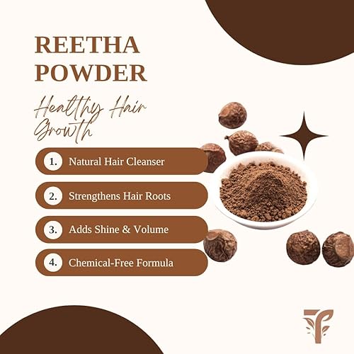 Miniatura 9 de Tulsi Naturals Reetha en polvo orgánico, limpiador natural para el cabello, libre de químicos, 3.5 onzas, fabricado en la India, cuidado saludable