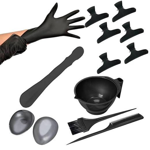 Kit Tintura completo Luvas Pincel Pente Tigela e Piranha