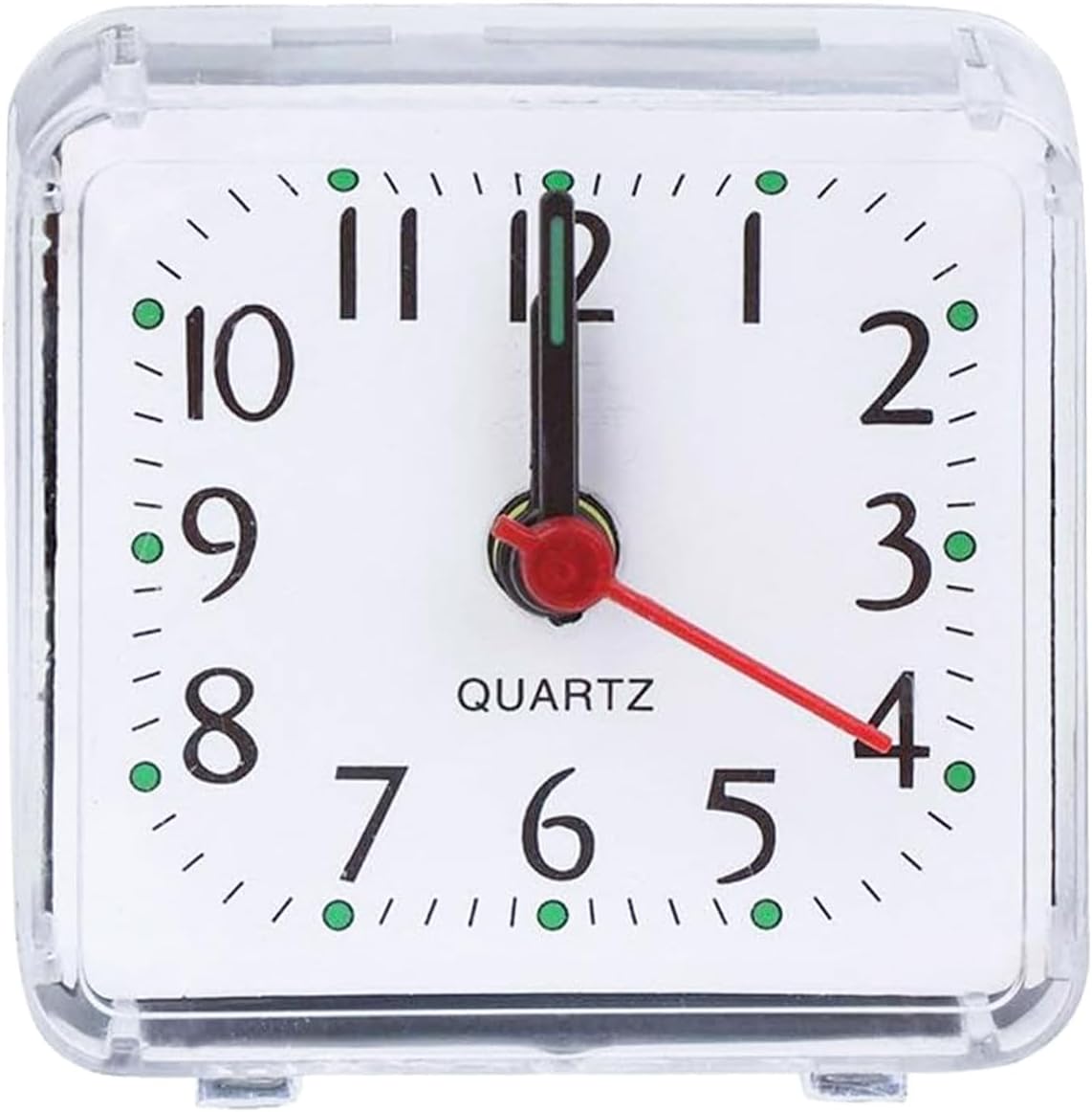 Small Alarm Clocks Bedside, Mini Square Alarm Clock, Battery Digital Clock with Large Display & Snooze Function for Heavy Sleepers, Bedrooms, Travel, Battery Powered, Durable & Portable Design (White)