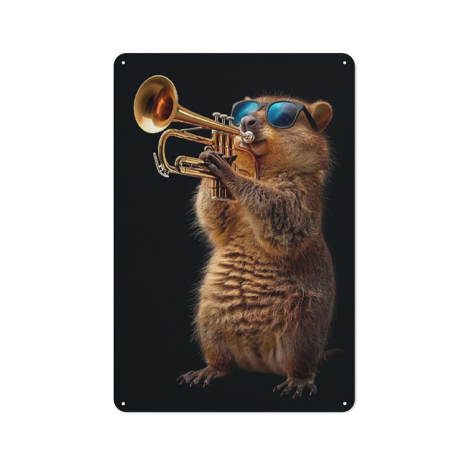 Junmoney Quokka Trumpet Tin Sign 30X20cm With For Home Bar Wall, Vintage Decor, Wall Decoration For A Recently Updated Home Bar