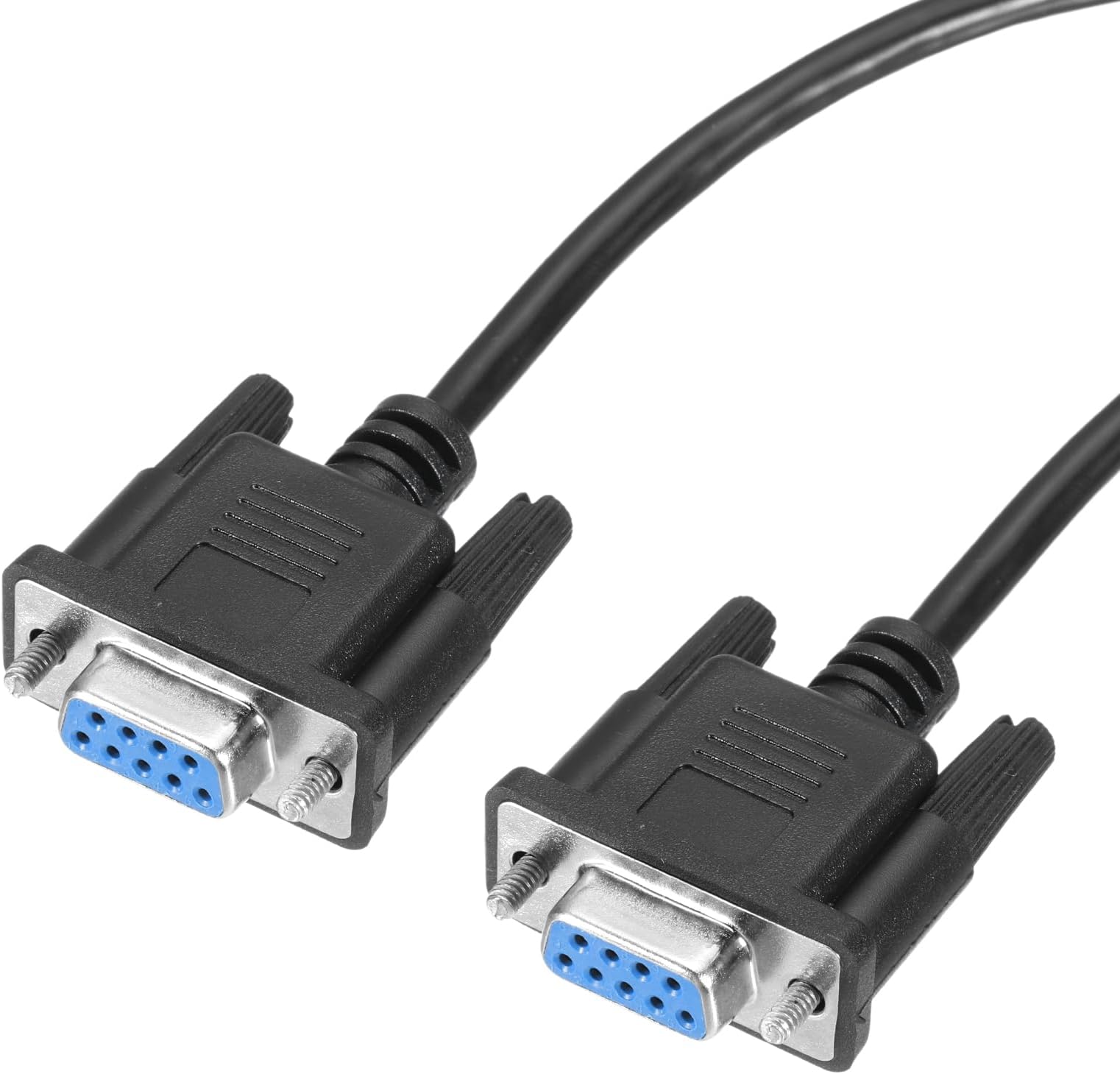sourcing map 6.6 ft DB9 RS232 Serial Cable, Straight Through RS-232 Female to Female 9 Pin Extension Cable for Data Communication, Black