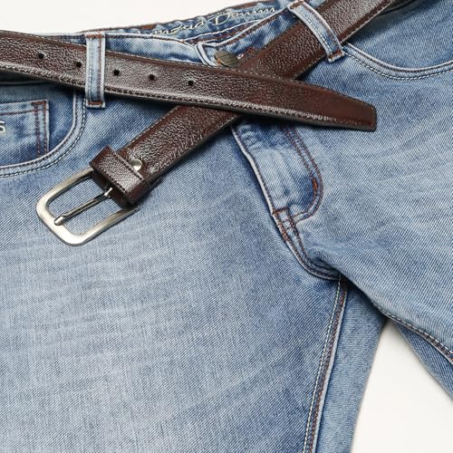 Image of Faux Leather Belt for Men | Adjustable Waistband up to 42 Inches | Belt for Jeans & Dress Pants | Belt with Heavy Buckle 135a
