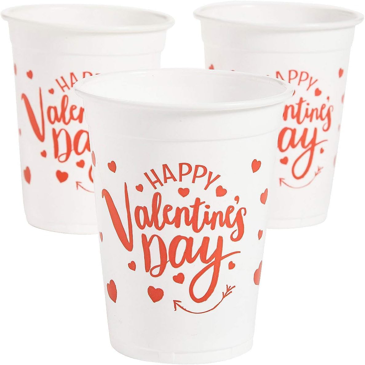 Fun Express Valentine Plastic Cups - Party Supplies - 50 Pieces