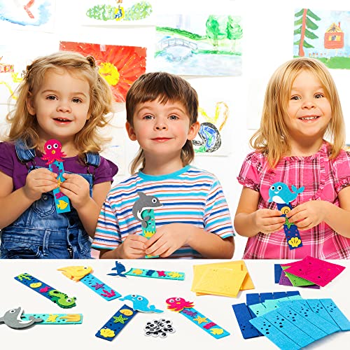 Hubirdsall 24 Pack Ocean Sea Animals Felt Bookmark Craft Kit, Make Your Own Under The Sea Animals Bookmarks Summer Party Favor Supplies Birthday Diy Gift For Kids School Classroom Prize Art Activities #TOP2