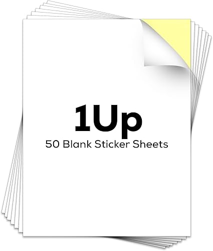 Papel adhesivo - 8.5x11 pulgadas Tamaño carta 50 hojas adhesivas mate - Etiquetas de impresora láser y de inyección de tinta - Papel adhesivo